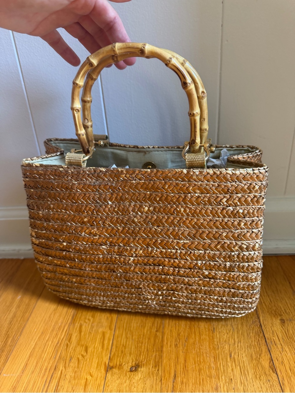 Vintage St. John’s Bay Straw Metallic Purse Bamboo